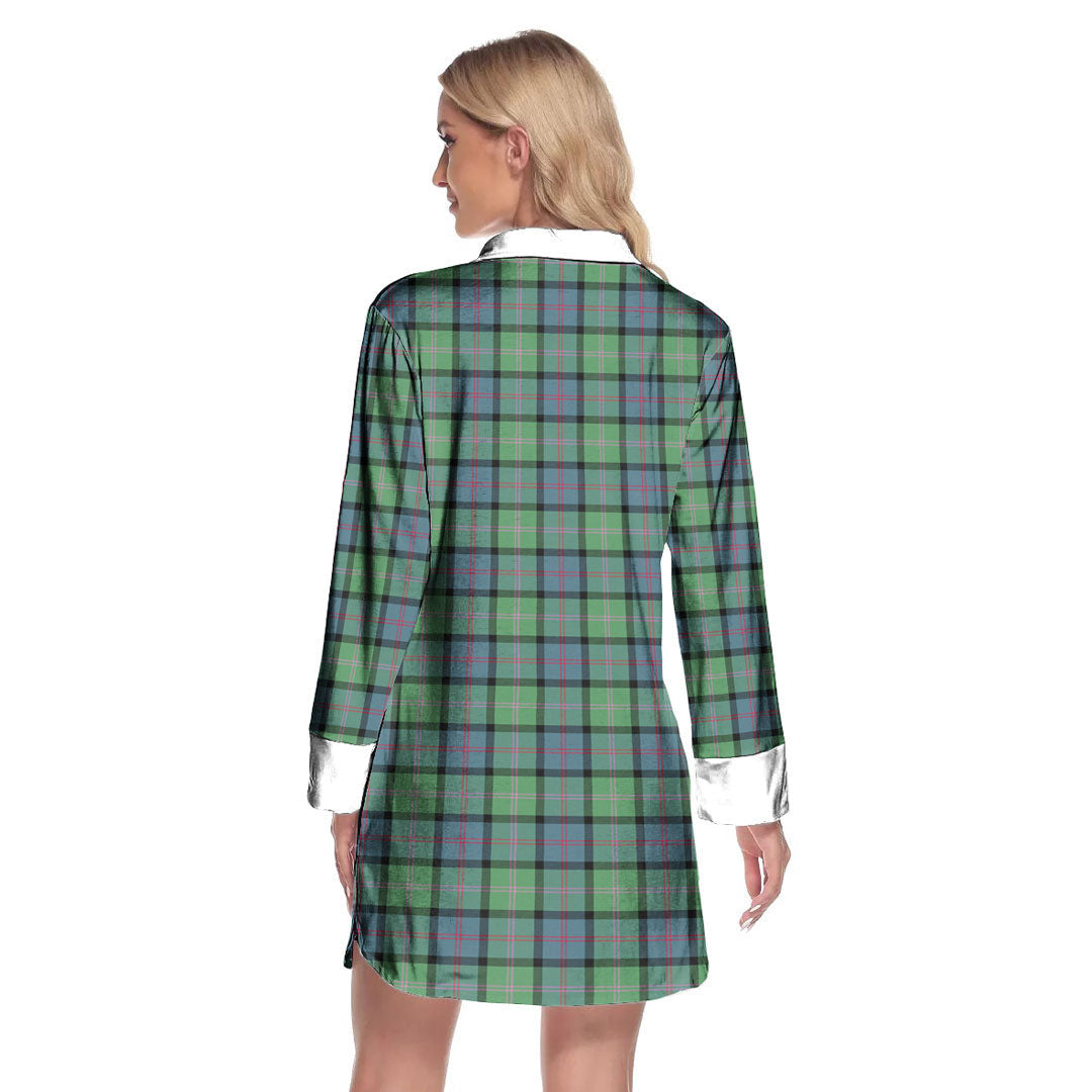 MacThomas Ancient Tartan Crest Lapel Shirt Dress Long Sleeve