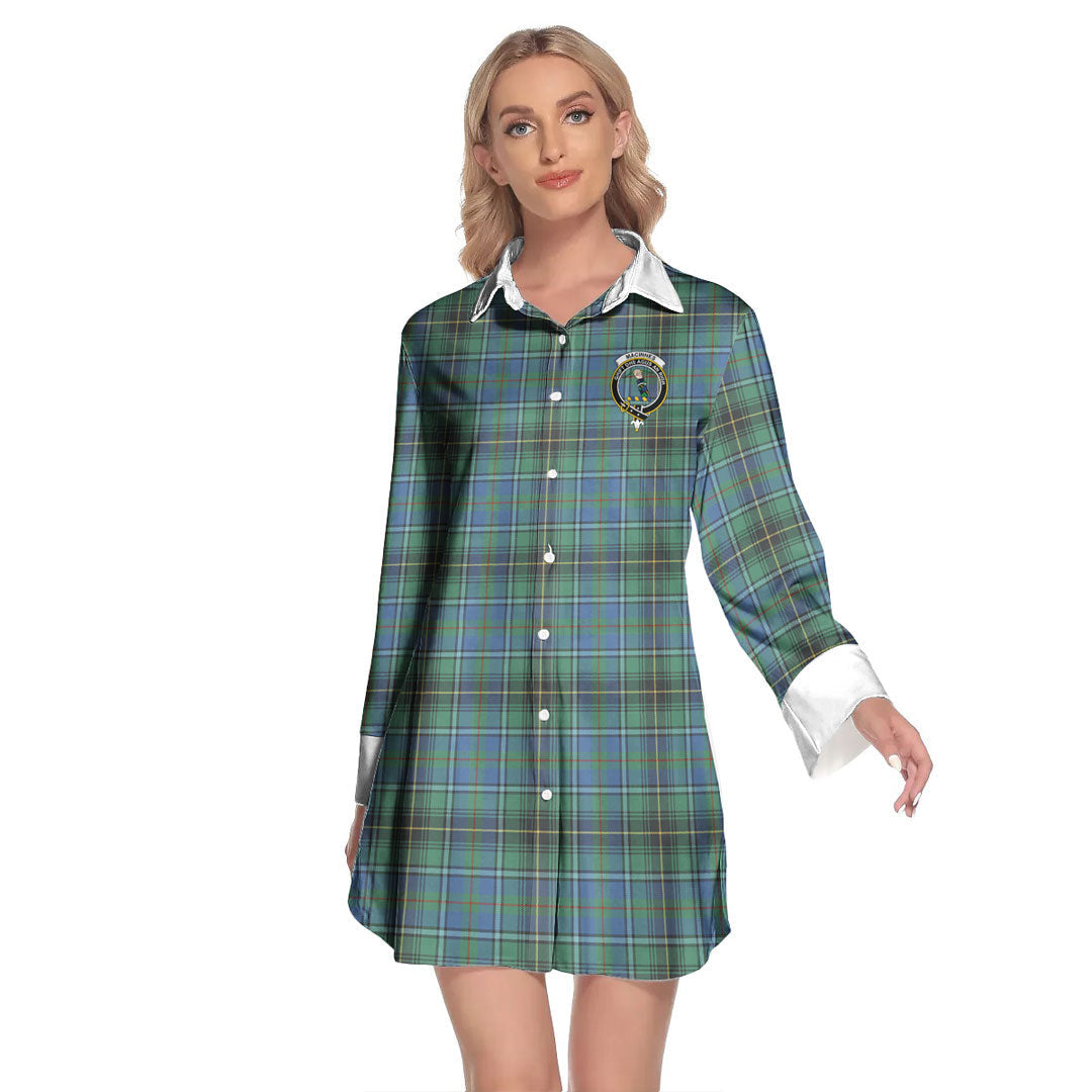 MacInnes Ancient Tartan Crest Lapel Shirt Dress Long Sleeve