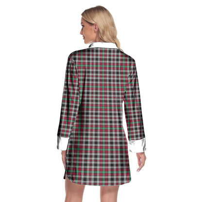 Borthwick Ancient Tartan Crest Lapel Shirt Dress Long Sleeve