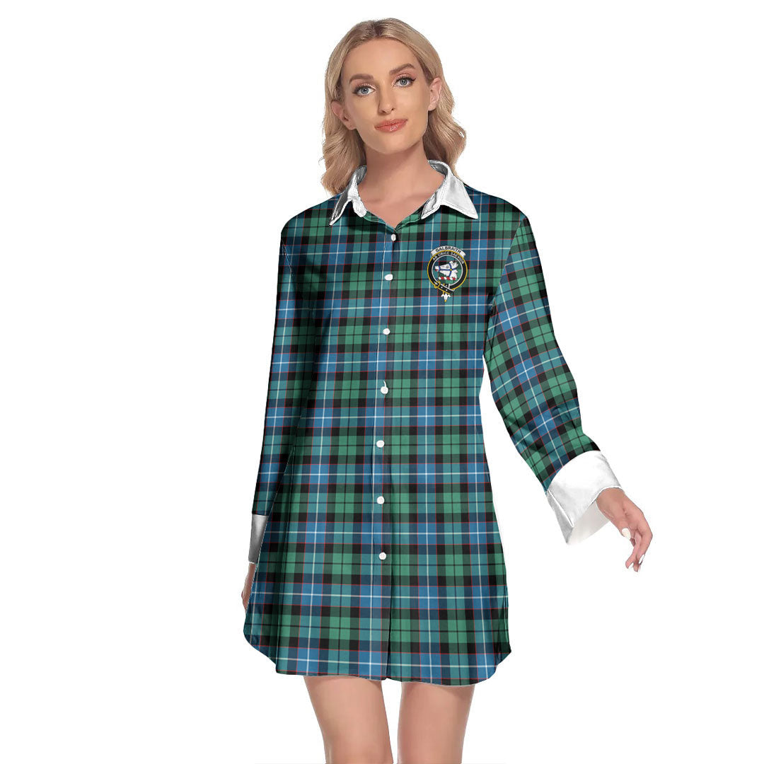 Galbraith Ancient Tartan Crest Lapel Shirt Dress Long Sleeve