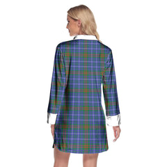 Edmonstone Tartan Crest Lapel Shirt Dress Long Sleeve