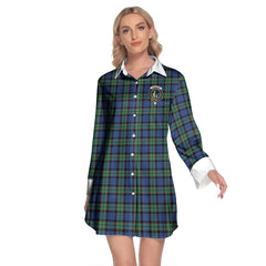 Fletcher Ancient Tartan Crest Lapel Shirt Dress Long Sleeve