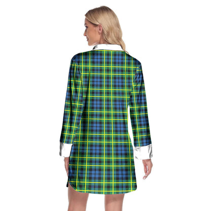 Campbell of Breadalbane Ancient Tartan Crest Lapel Shirt Dress Long Sleeve