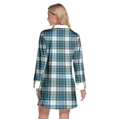 Campbell Dress Ancient Tartan Crest Lapel Shirt Dress Long Sleeve