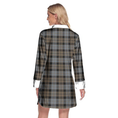 MacKay Weathered Tartan Crest Lapel Shirt Dress Long Sleeve