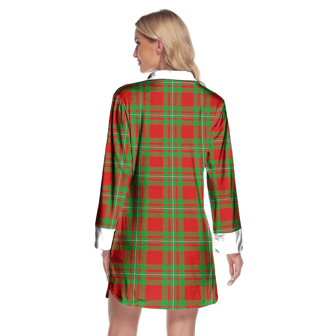 MacGregor Modern Tartan Crest Lapel Shirt Dress Long Sleeve