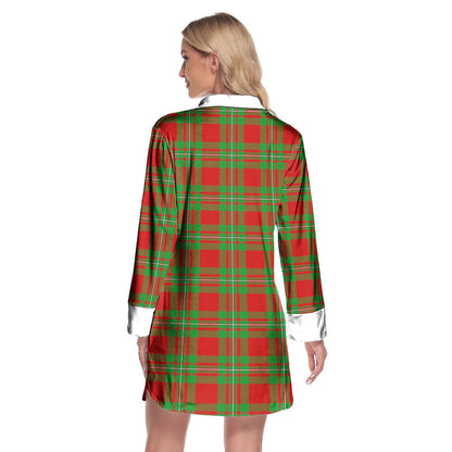 MacGregor Modern Tartan Crest Lapel Shirt Dress Long Sleeve