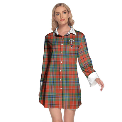 MacLean of Duart Ancient Tartan Crest Lapel Shirt Dress Long Sleeve