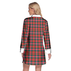 MacDuff Modern Tartan Crest Lapel Shirt Dress Long Sleeve