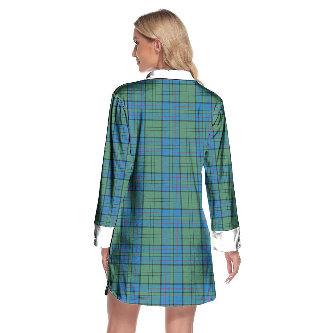 Lockhart Tartan Crest Lapel Shirt Dress Long Sleeve