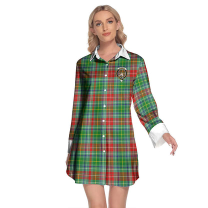 Muirhead Tartan Crest Lapel Shirt Dress Long Sleeve