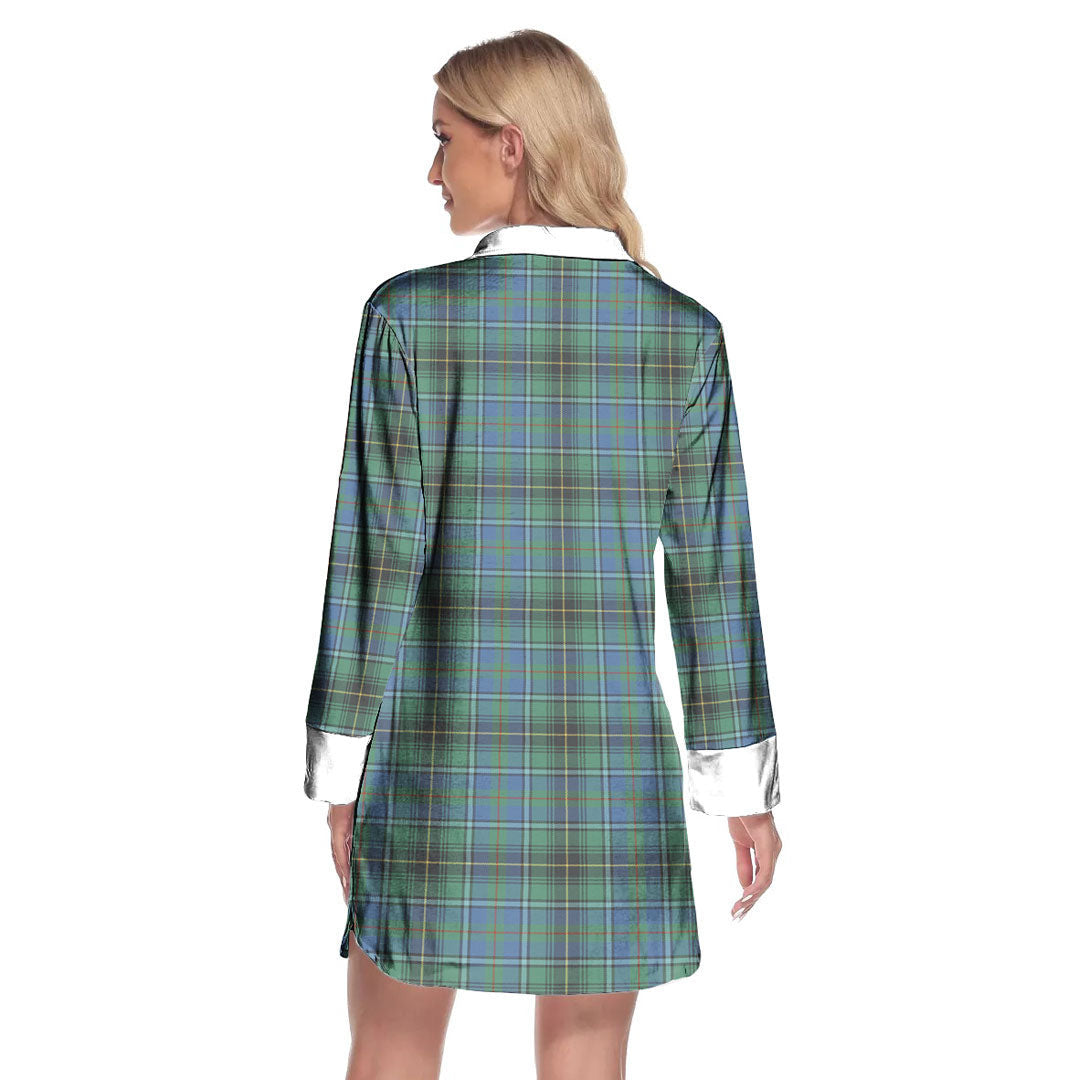 MacInnes Ancient Tartan Crest Lapel Shirt Dress Long Sleeve