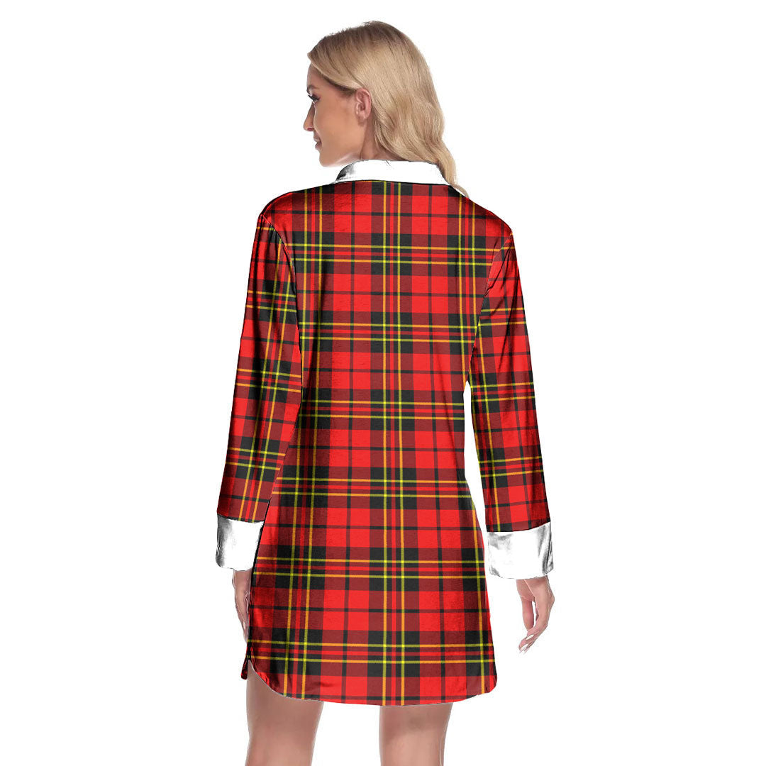 Brodie Modern Tartan Crest Lapel Shirt Dress Long Sleeve