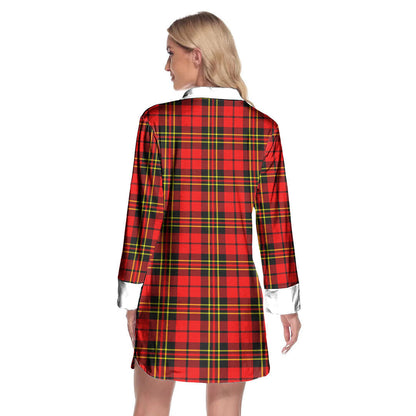 Brodie Modern Tartan Crest Lapel Shirt Dress Long Sleeve