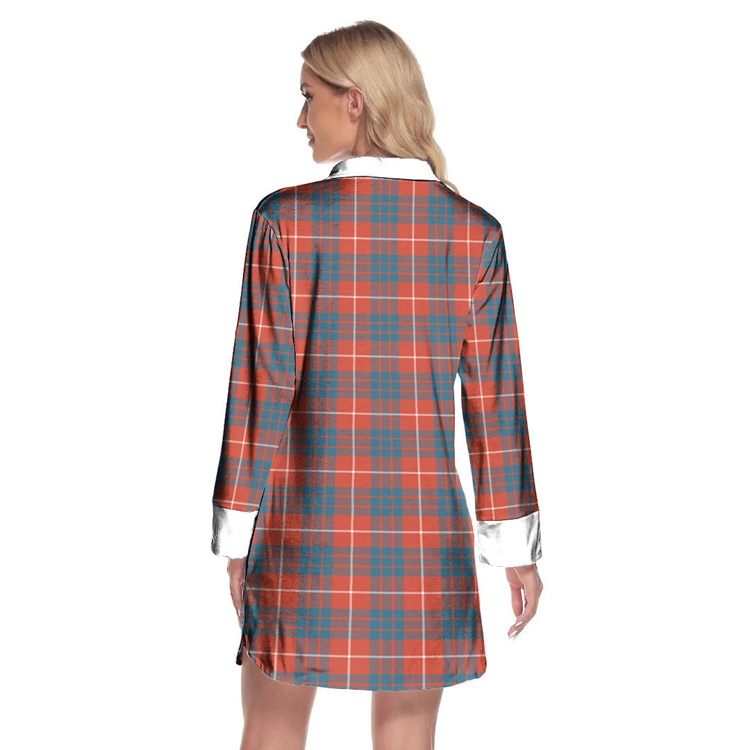 Hamilton Ancient Tartan Crest Lapel Shirt Dress Long Sleeve