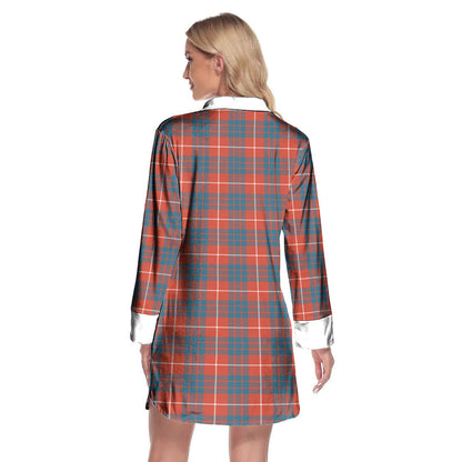 Hamilton Ancient Tartan Crest Lapel Shirt Dress Long Sleeve