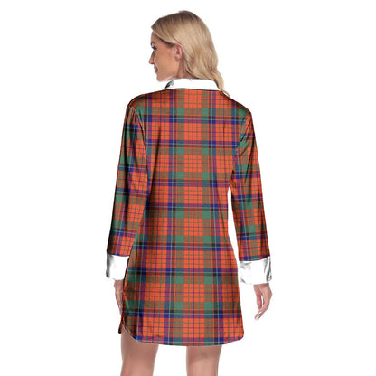 Nicolson Ancient Tartan Crest Lapel Shirt Dress Long Sleeve