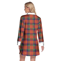 Nicolson Ancient Tartan Crest Lapel Shirt Dress Long Sleeve