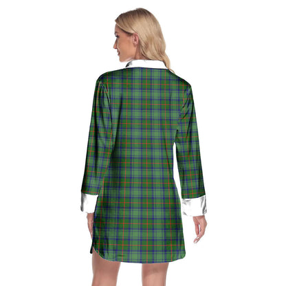 Cranstoun Tartan Crest Lapel Shirt Dress Long Sleeve