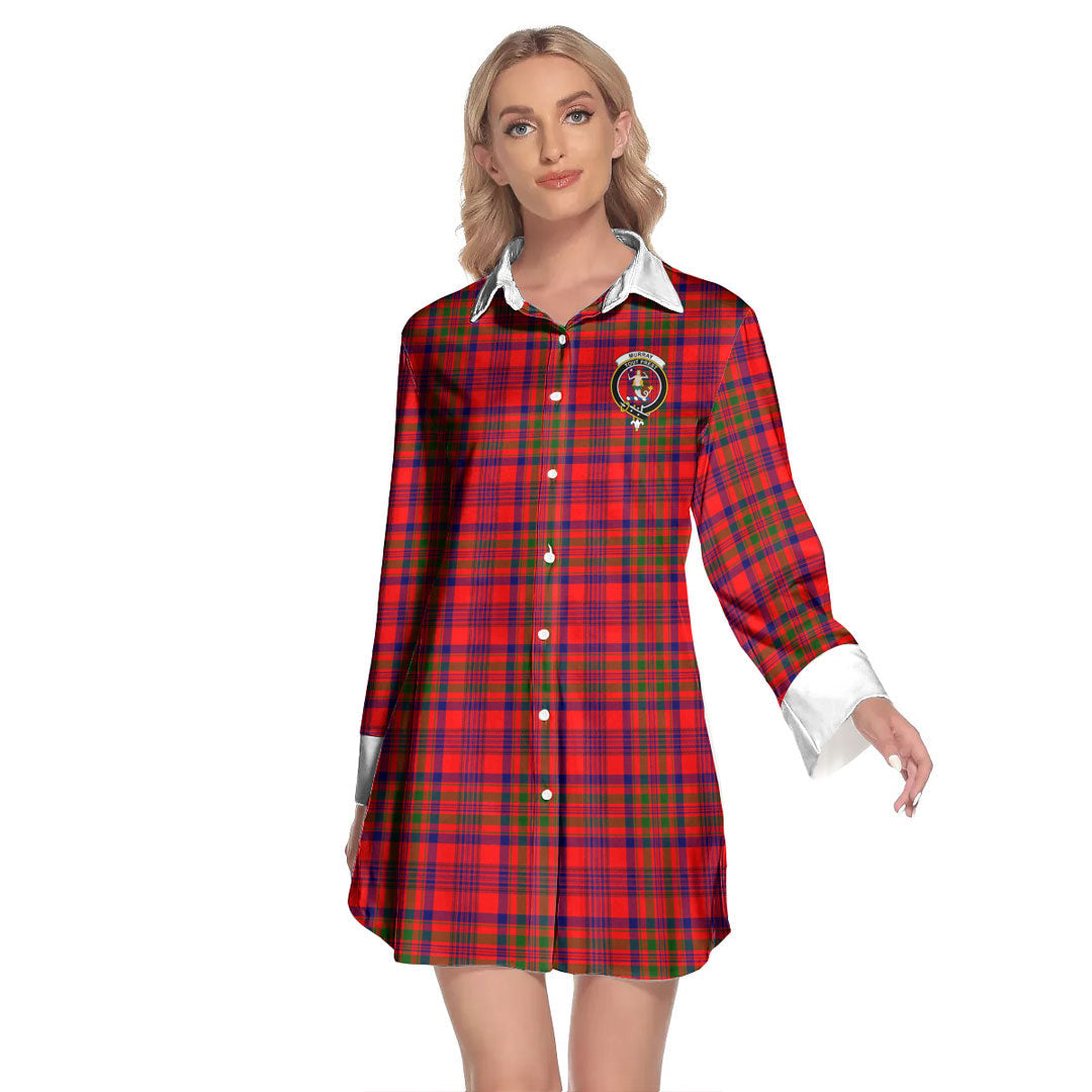 Murray of Tulloch Modern Tartan Crest Lapel Shirt Dress Long Sleeve