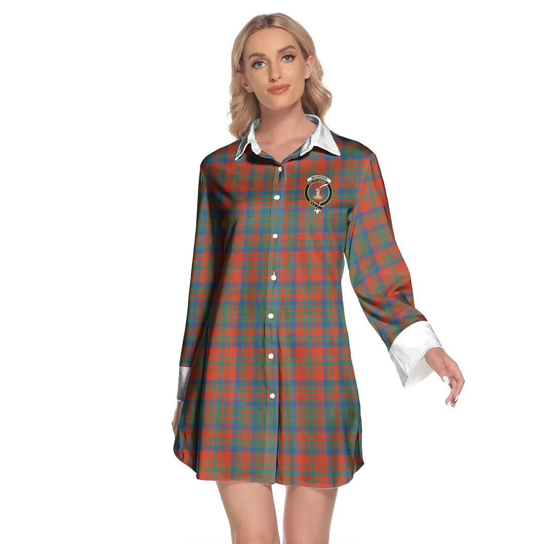 Matheson Ancient Tartan Crest Lapel Shirt Dress Long Sleeve