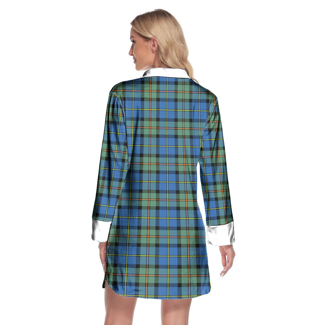 MacLeod of Harris Ancient Tartan Crest Lapel Shirt Dress Long Sleeve