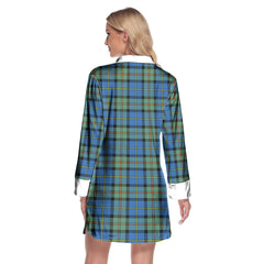 MacLeod of Harris Ancient Tartan Crest Lapel Shirt Dress Long Sleeve