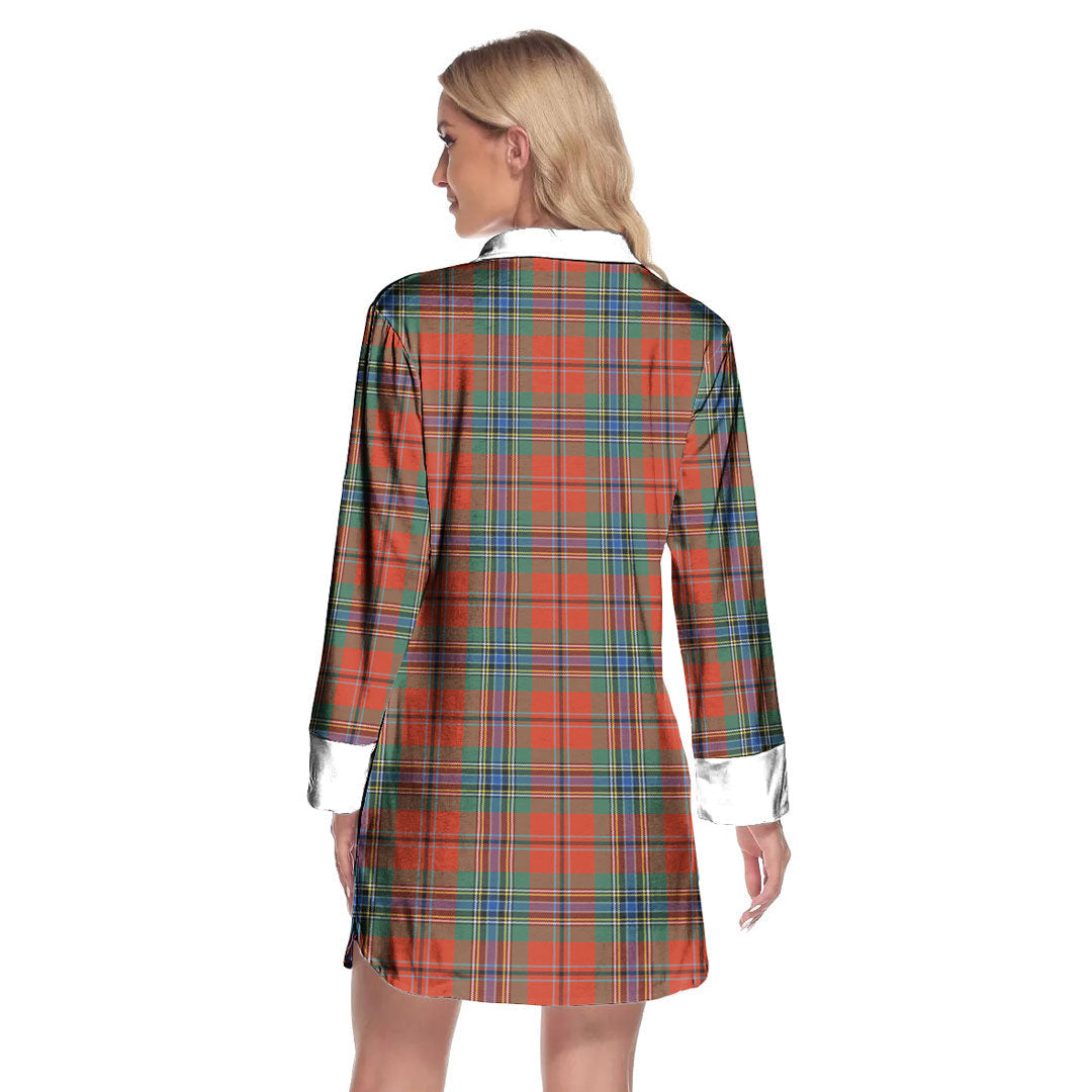 MacLean of Duart Ancient Tartan Crest Lapel Shirt Dress Long Sleeve