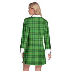Galloway District Tartan Crest Lapel Shirt Dress Long Sleeve