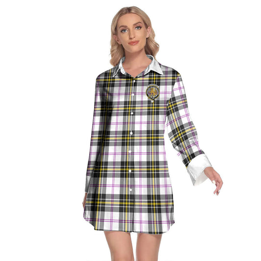 MacPherson Dress Modern Tartan Crest Lapel Shirt Dress Long Sleeve