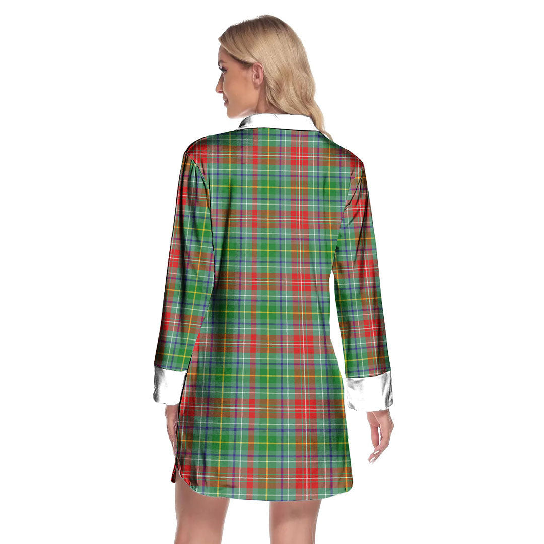 Muirhead Tartan Crest Lapel Shirt Dress Long Sleeve