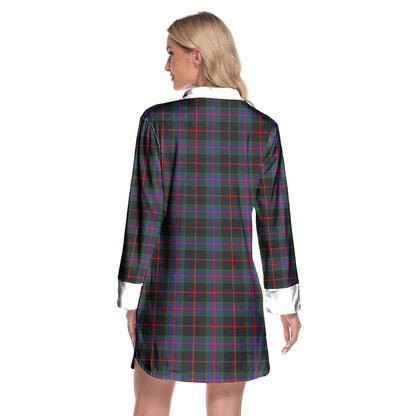 Nairn Tartan Crest Lapel Shirt Dress Long Sleeve