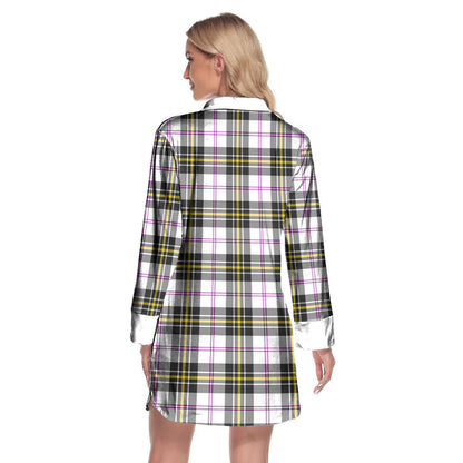 MacPherson Dress Modern Tartan Crest Lapel Shirt Dress Long Sleeve