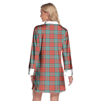 Dunbar Ancient Tartan Crest Lapel Shirt Dress Long Sleeve