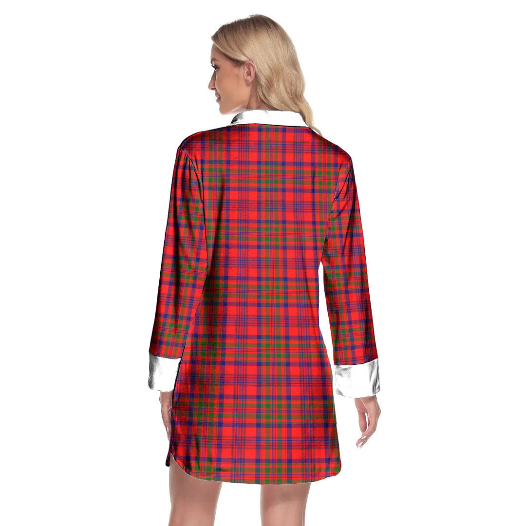 Murray of Tulloch Modern Tartan Crest Lapel Shirt Dress Long Sleeve