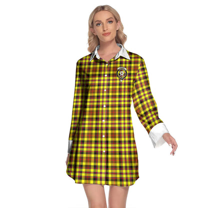 Jardine Tartan Crest Lapel Shirt Dress Long Sleeve