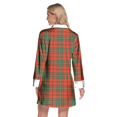 MacAulay Ancient Tartan Crest Lapel Shirt Dress Long Sleeve