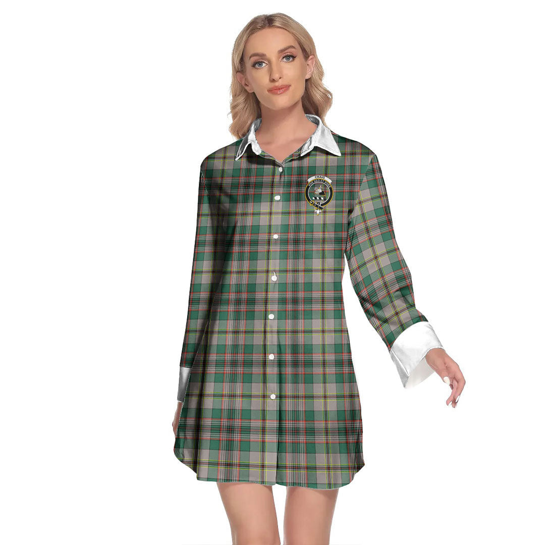 Craig Ancient Tartan Crest Lapel Shirt Dress Long Sleeve