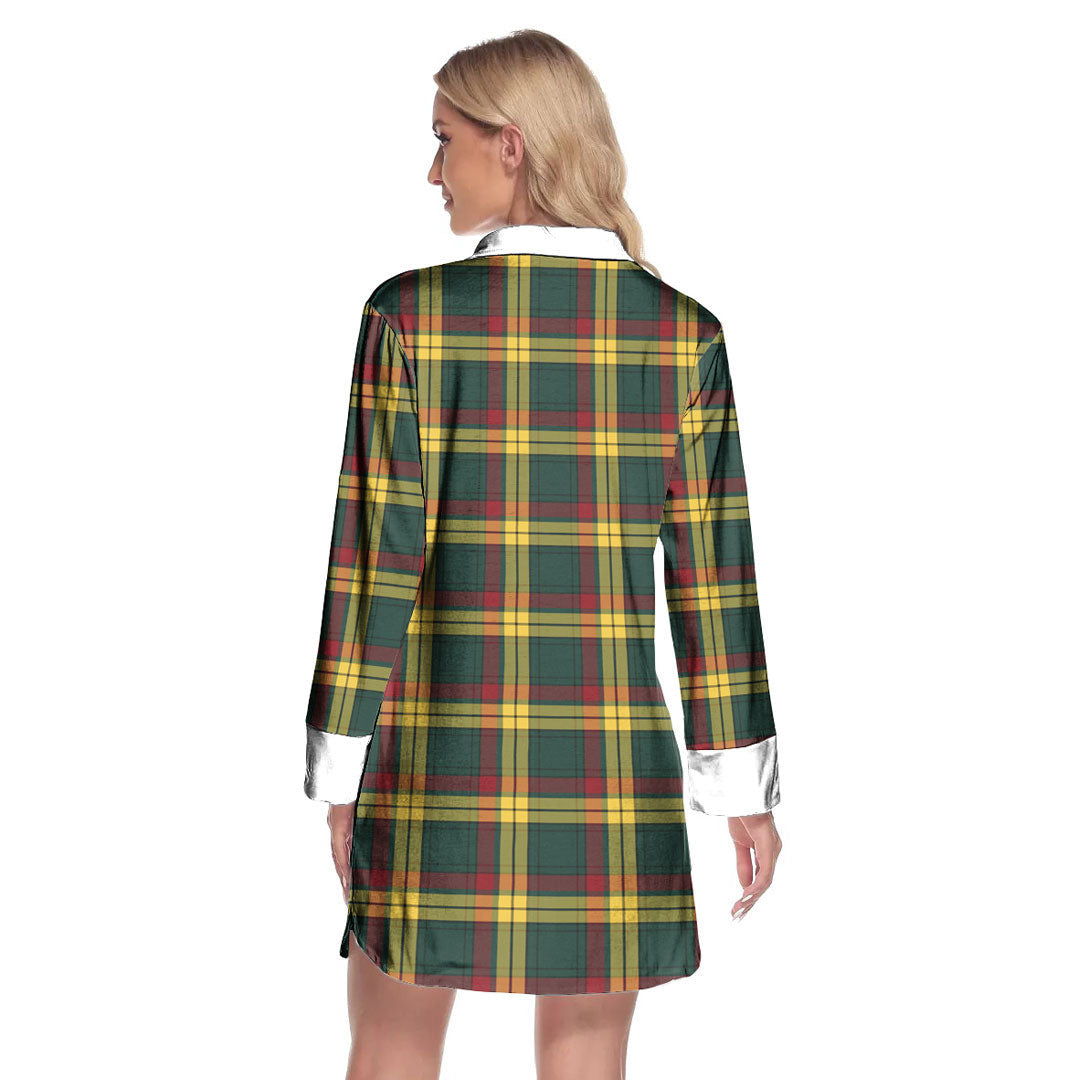 MacMillan Old Modern Tartan Crest Lapel Shirt Dress Long Sleeve