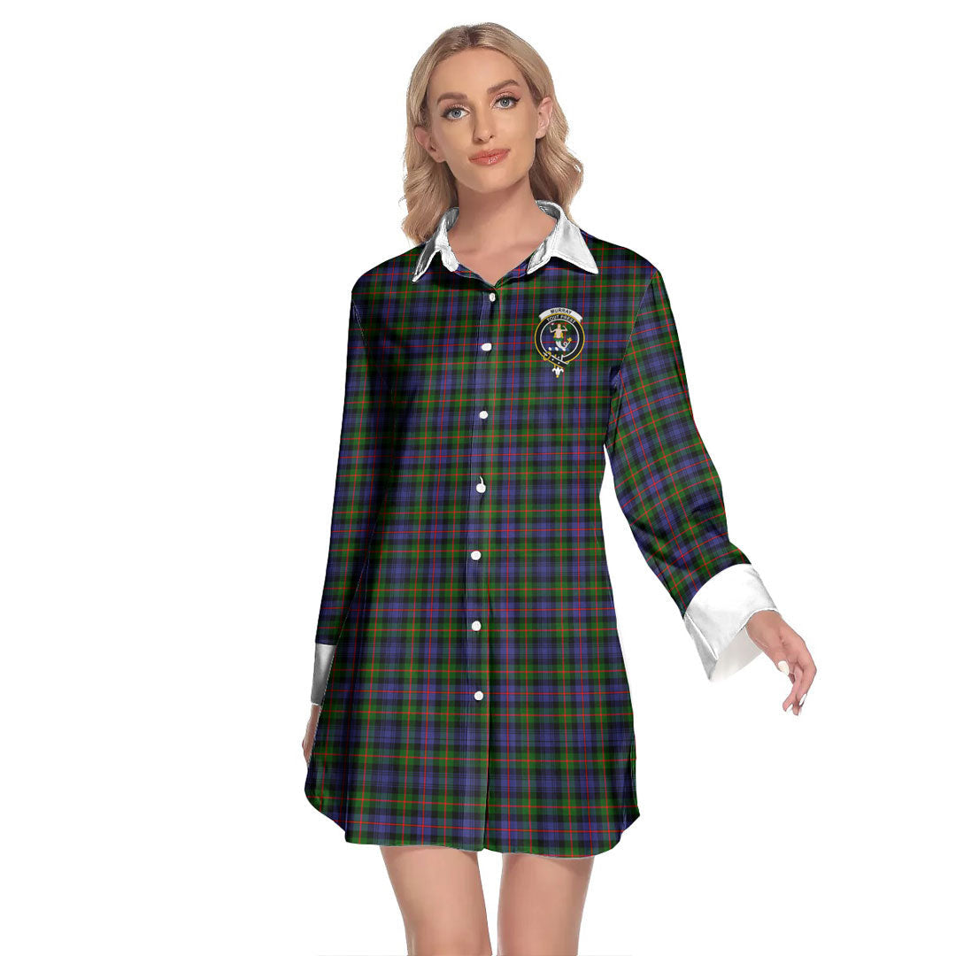 Murray of Atholl Modern Tartan Crest Lapel Shirt Dress Long Sleeve