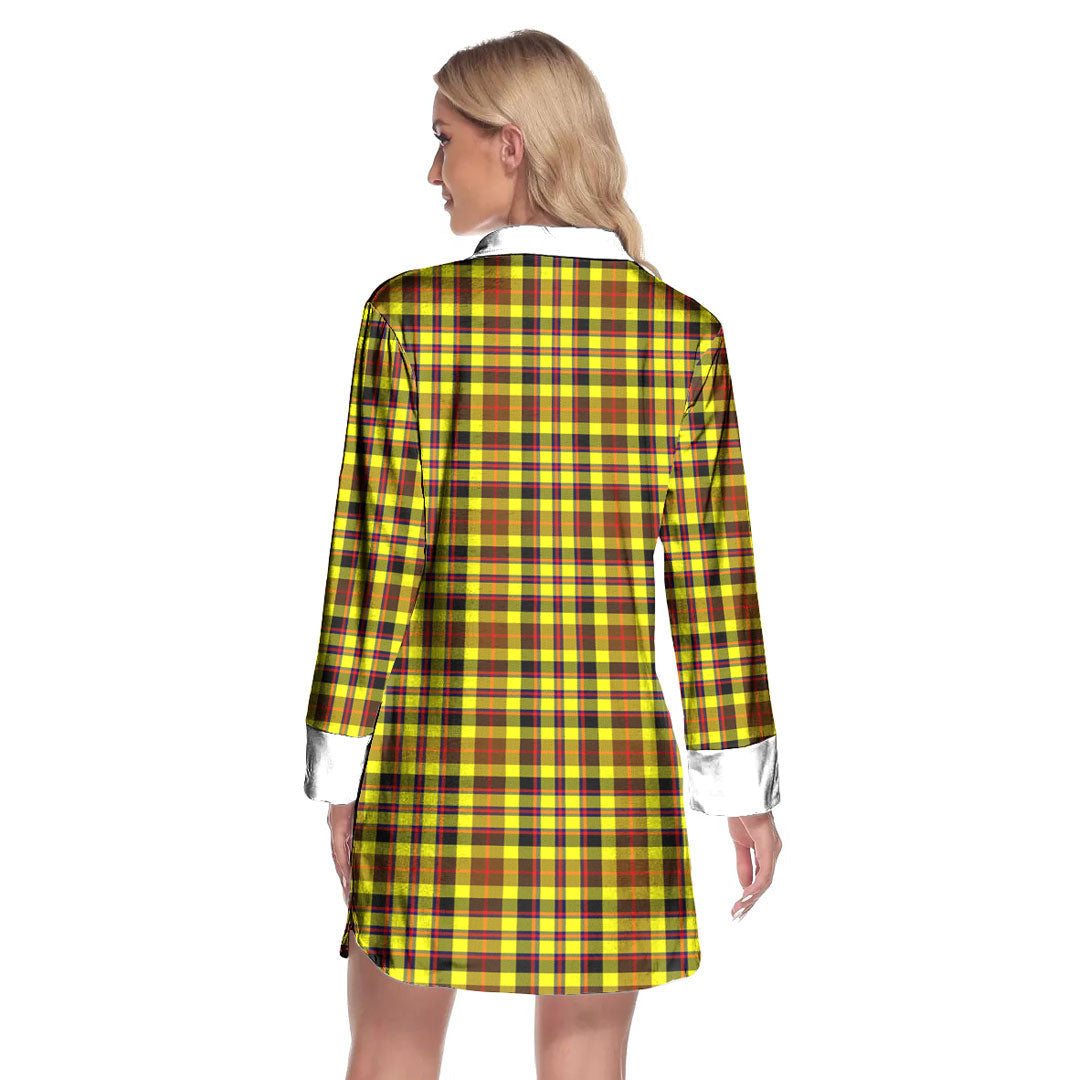 Jardine Tartan Crest Lapel Shirt Dress Long Sleeve