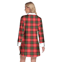 Nesbitt Modern Tartan Crest Lapel Shirt Dress Long Sleeve