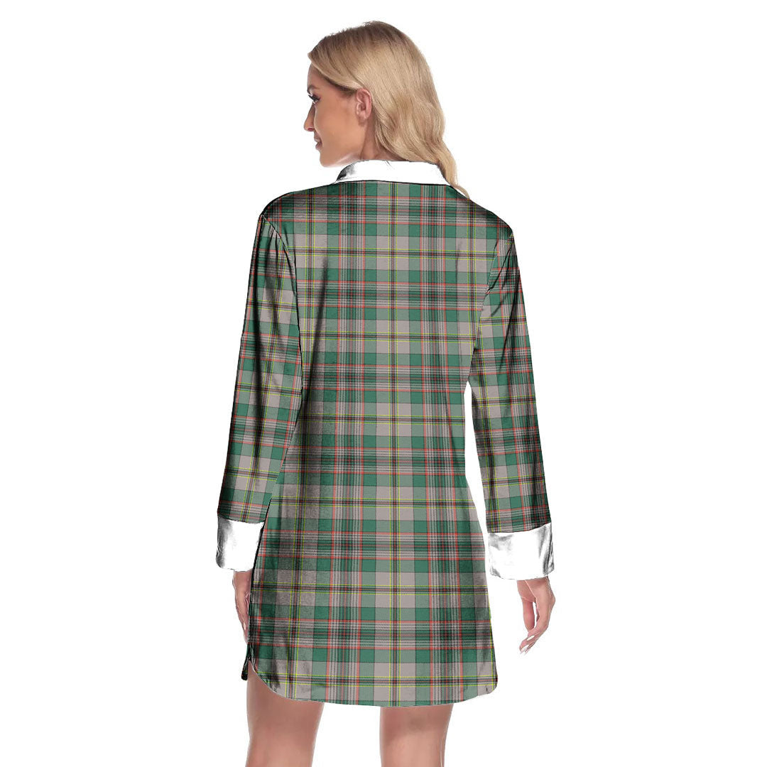 Craig Ancient Tartan Crest Lapel Shirt Dress Long Sleeve