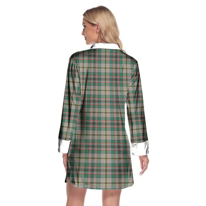 Craig Ancient Tartan Crest Lapel Shirt Dress Long Sleeve