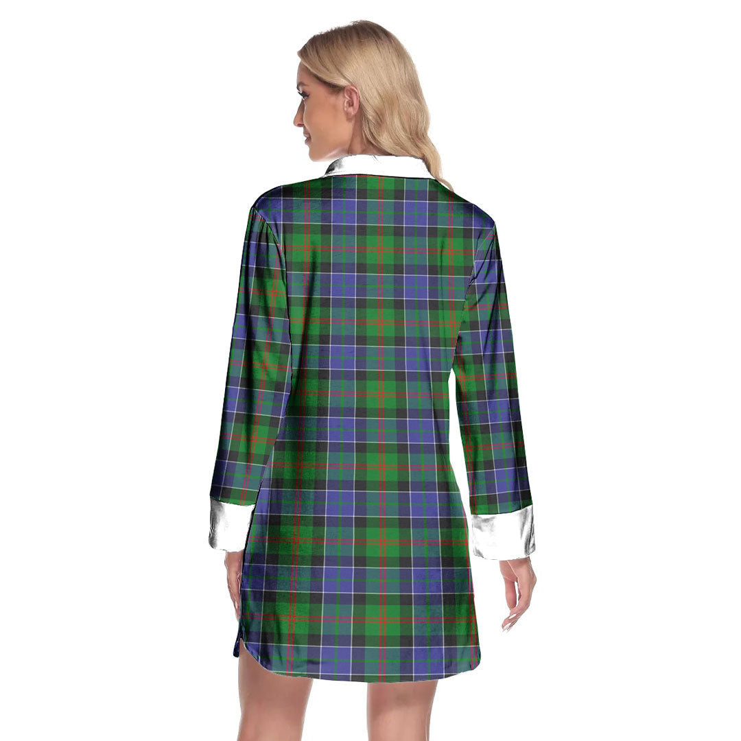 Paterson Tartan Crest Lapel Shirt Dress Long Sleeve