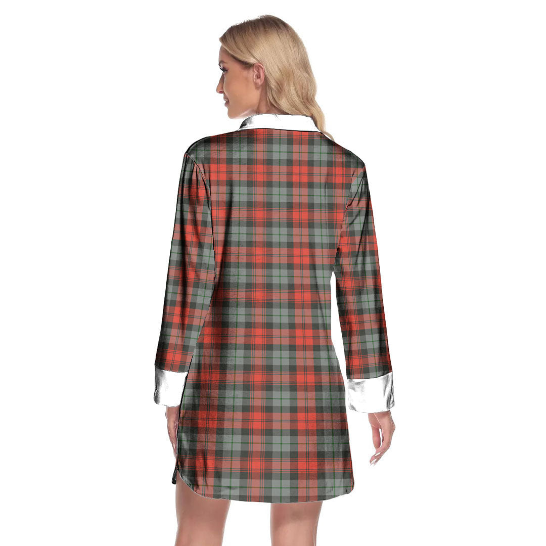 MacLachlan Weathered Tartan Crest Lapel Shirt Dress Long Sleeve