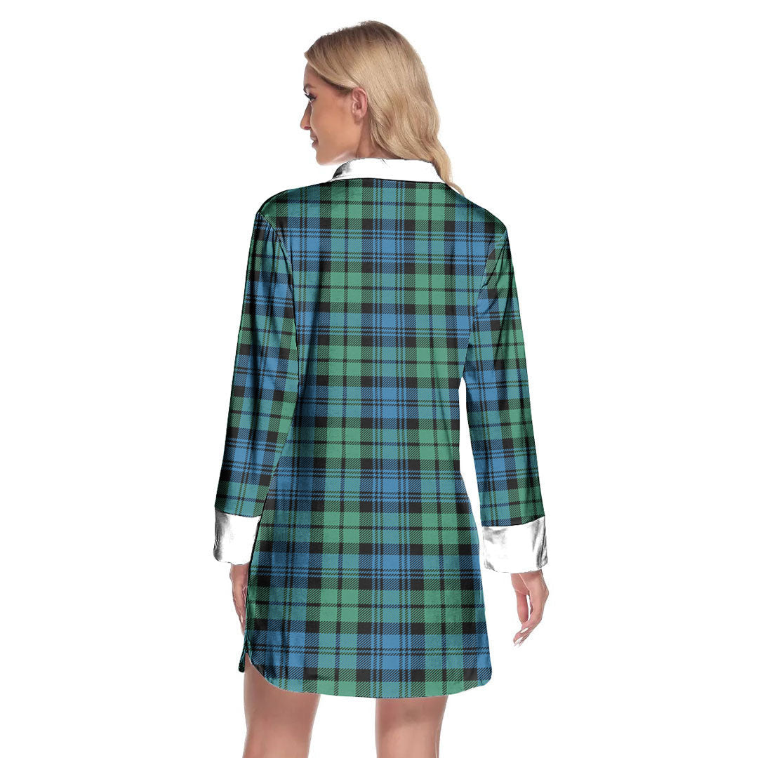 Campbell Ancient 01 Tartan Crest Lapel Shirt Dress Long Sleeve