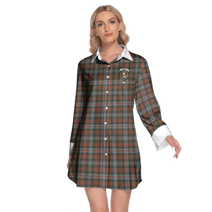 Murray of Atholl Weathered Tartan Crest Lapel Shirt Dress Long Sleeve