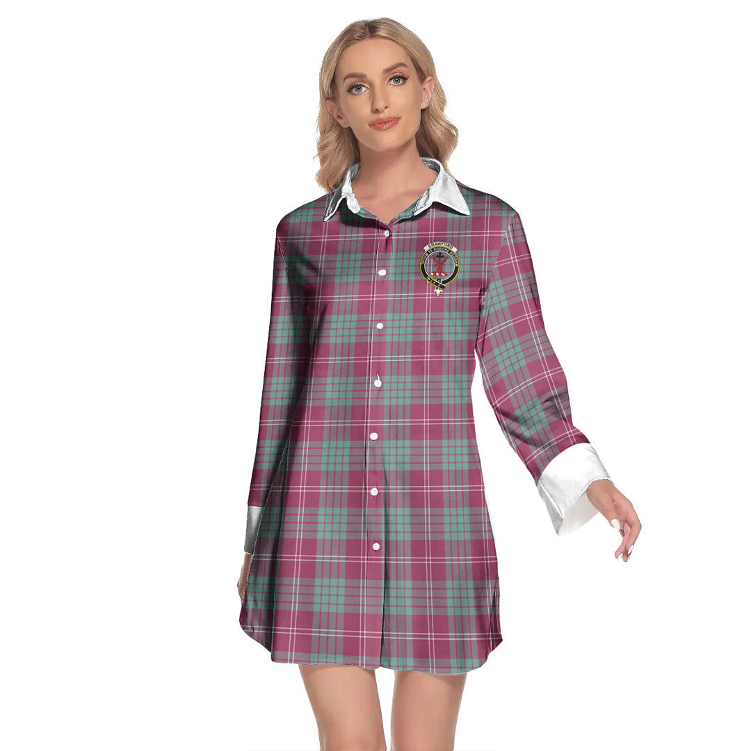 Crawford Ancient Tartan Crest Lapel Shirt Dress Long Sleeve