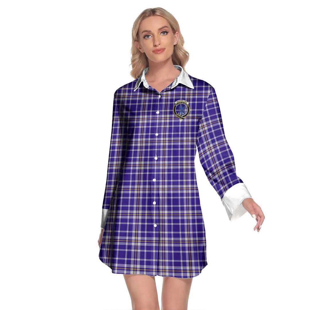 Ochterlony Tartan Crest Lapel Shirt Dress Long Sleeve